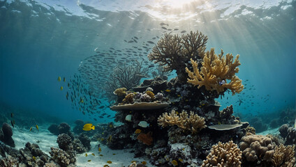 Naklejka na ściany i meble Premium photos, life on the seabed, fish and coral reefs 16