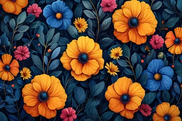 Poster seamless pattern flat illustration style, seamless floral pattern © krishnendu