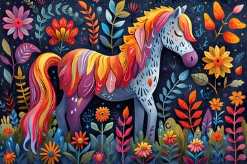 seamless pattern with pony