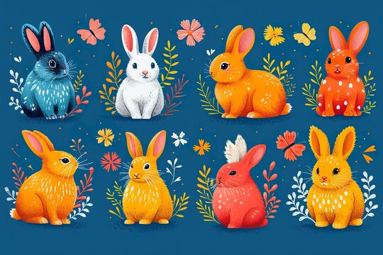 seamless pattern with easter rabbits