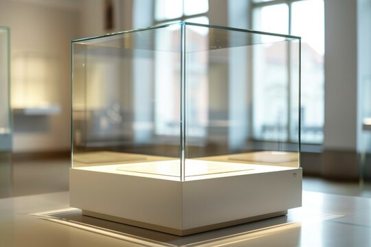 Clear Glass Display Case for Elegant Product Exhibition - Blank, Box Design Cube for Business (AR 3:2)
