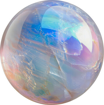 Polished moonstone cabochon with blue and golden sheen cut out on transparent background