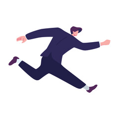 businessman running poses flat illustration