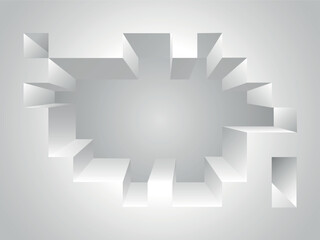 Obraz premium Pixel Depth 3D Abstract white Background. Video Game Pixel Frame Digital Background