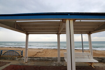 Canopy for protection from the hot sun in a city park.