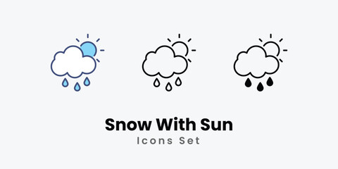 Snow With Sun icon thin line and glyph vector icon stock illustration
