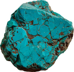 Detailed view of turquoise mineral texture cut out on transparent background