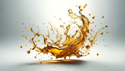 Dynamic Golden Liquid Splash in Mid-Air