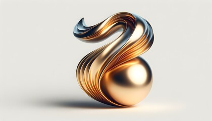 Abstract Golden and Silver Swirling Sculpture