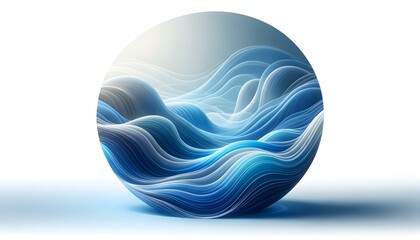 Abstract Blue Wavy Lines in a Circular Frame