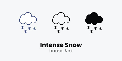 Intense Snow icon thin line and glyph vector icon stock illustration