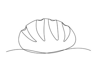 Continuous line drawing long loaf bread bakery icon vector illustration concept