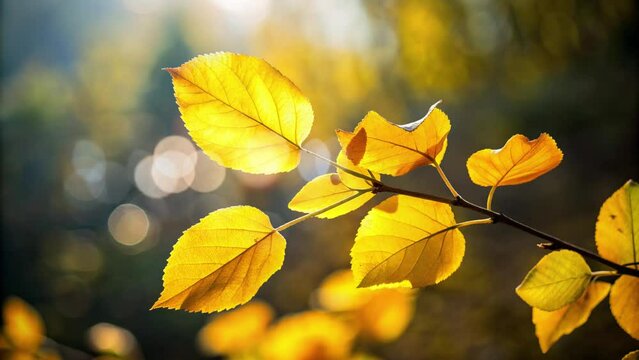 yellow dry leaves moving with a blurred background