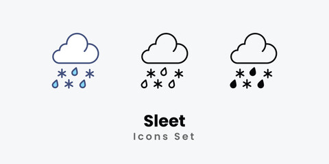 Sleet icon thin line and glyph vector icon stock illustration