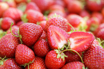 fresh ripe strawberries as background - 773422776
