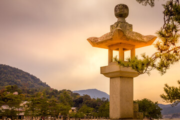 Stone lantern in Miyajima island, Japan