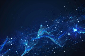 Abstract background with blue glowing lines and dark geometric shapes Generative AI