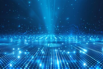 Obraz premium An abstract concept of technology or data, a blue gradient on a dark background with light lines for a web banner design, business presentation Generative AI