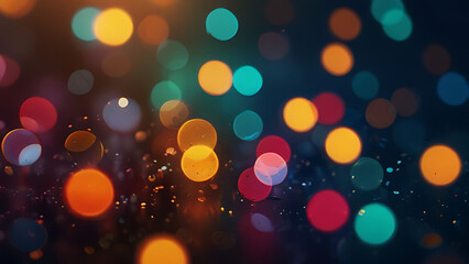 abstract background with colorful and gold particle bokeh . Christmas Golden light shine particles...