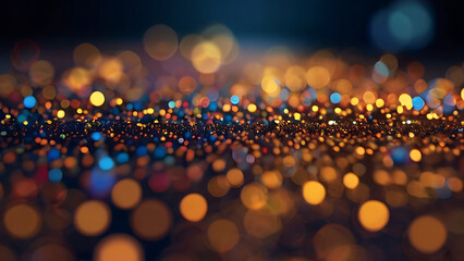 abstract background with colorful and gold particle bokeh . Christmas Golden light shine particles bokeh
