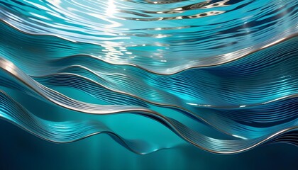 Abstract blue water waves pattern with light reflections.
