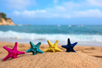 Tropical starfishes at the beach