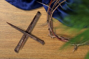 Fototapeta na wymiar Lent season, for Holy week Good friday wooden cross