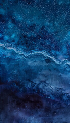 Electric blue lightning like nebula across a galaxy of stars with cloud like black formations in space - Tall 4:7