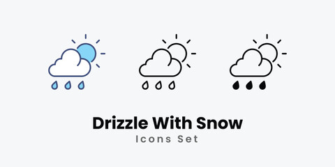 Drizzle With Snow icon thin line and glyph vector icon stock illustration