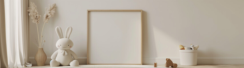 Fototapeta premium children's room, mockup for a picture or poster with frame, created with generative AI technology