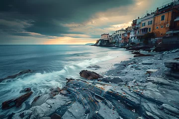 Fototapeten Charming Coastal Charm: Picturesque View of Bogliasco, Italy © maikuto