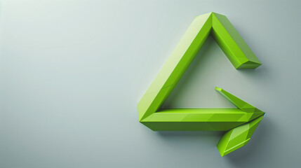 3D green arrow pointing upwards on a light grey background, symbolizing growth or increase.