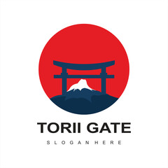  torii gate logo design icon illustration vector template