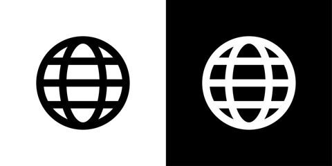 Global Planet and Web Address Icon Set. Earth Representation and Worldwide Symbols.