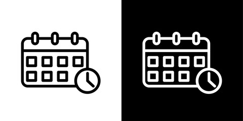 Appointment Reminder and Calendar Clock Icons. Business Organizing and Event Scheduling Symbol.