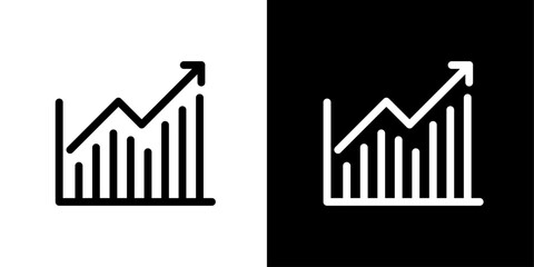 Business Statistic and Chart Histogram Icons. Financial Growth Graph and Infographic Symbol. - obrazy, fototapety, plakaty
