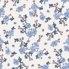 seamless textile vector pattern with decorative flowers