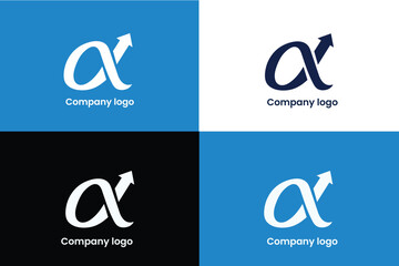 letter a logo, alpha sign logo, letter a and direction sign logo, letter a and arrow icon logo, letter a and wave logo, logomark - obrazy, fototapety, plakaty
