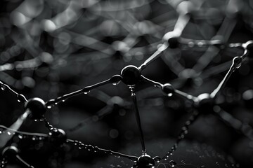 A black digital pathway visualized as a web, emphasizing connectivity with a shallow depth of field.