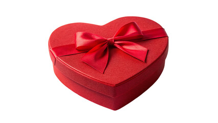 Red heart gift box isolated on Transparent background.