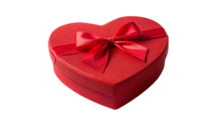Red heart gift box isolated on Transparent background.