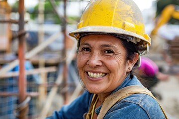 Smiling portrait of a female hispanic construction worker