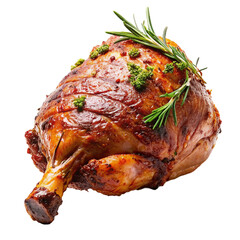 Roast leg of lamb isolated on Transparent background. National Roast Leg of Lamb Day