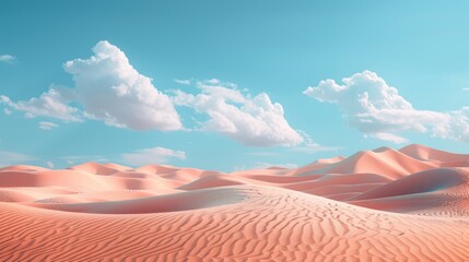 A serene desert landscape, with sand dunes stretching to the horizon, symbolizing the need to protect fragile ecosystems. - obrazy, fototapety, plakaty