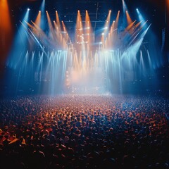 Panoramic view of a vibrant concert crowd enjoying a live performance