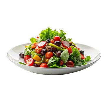 National Salad Month Salad on dish isolated on Transparent background.