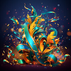 Vibrant Carnival: Masks, colors and Magic. Image produced by artificial intelligence.	