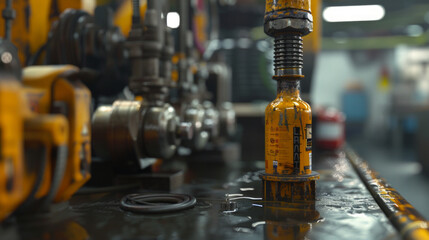 Fototapeta na wymiar A convenient hydraulic bottle jack for lifting heavy loads in various applications