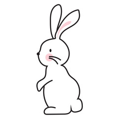 Cute bunny rabbit outline sketch vector illustration. Minimal bunny line art doodle in different poses.