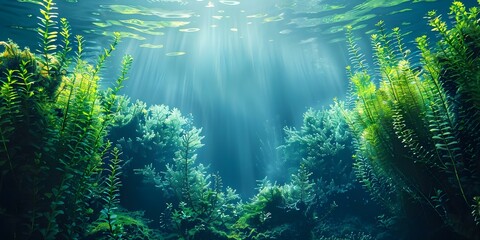 The Role of Underwater Plants in Blue Carbon Ecosystems: Sequestering Carbon for Climate Change Mitigation and Marine Conservation. Concept Blue Carbon Ecosystems, Underwater Plants